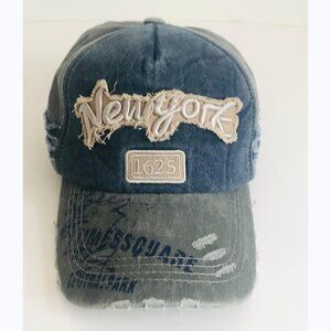 Men Women Fashion New York Distressed Cotton Hat Baseball Cap Navy/Gray